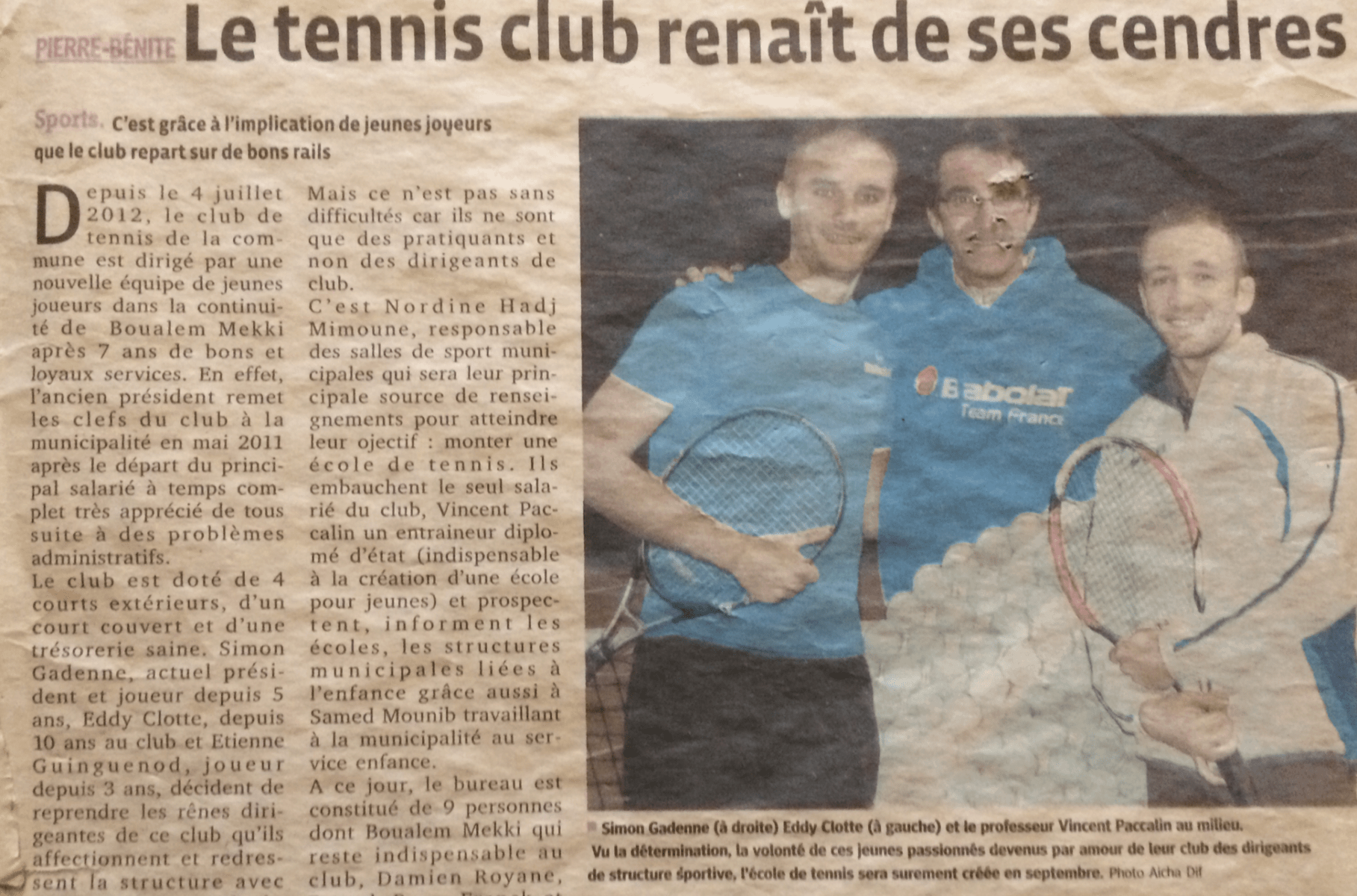 Reprise Gadenne-Paccalin-Clotte - Tennis Club de Pierre Bénite